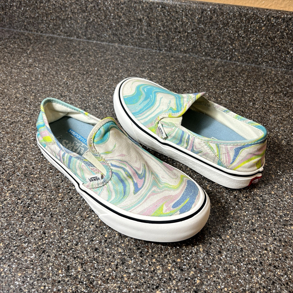 Vans UltraCush Slip On Skate Shoes Canvas Resin Swirl Women's 7 Sneaker Mens 5.5
